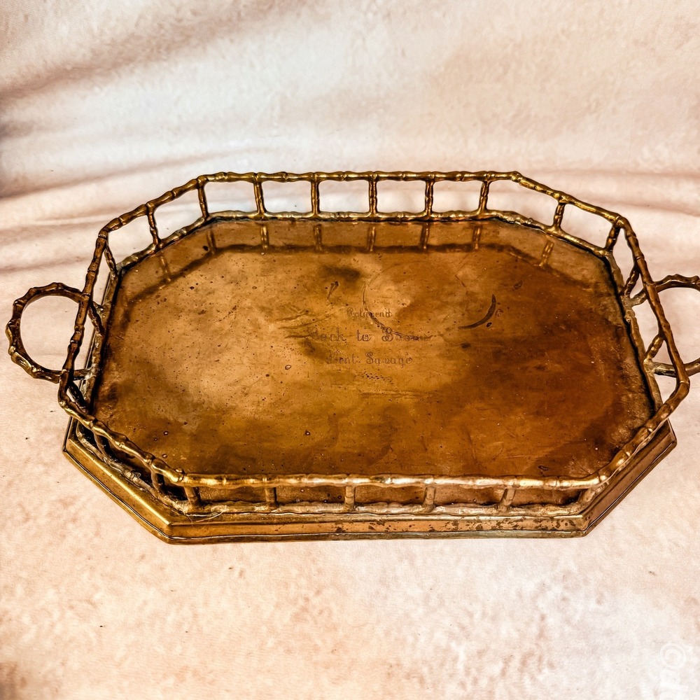 Faux-Bamboo Brass Tray - Picture 4 of 9